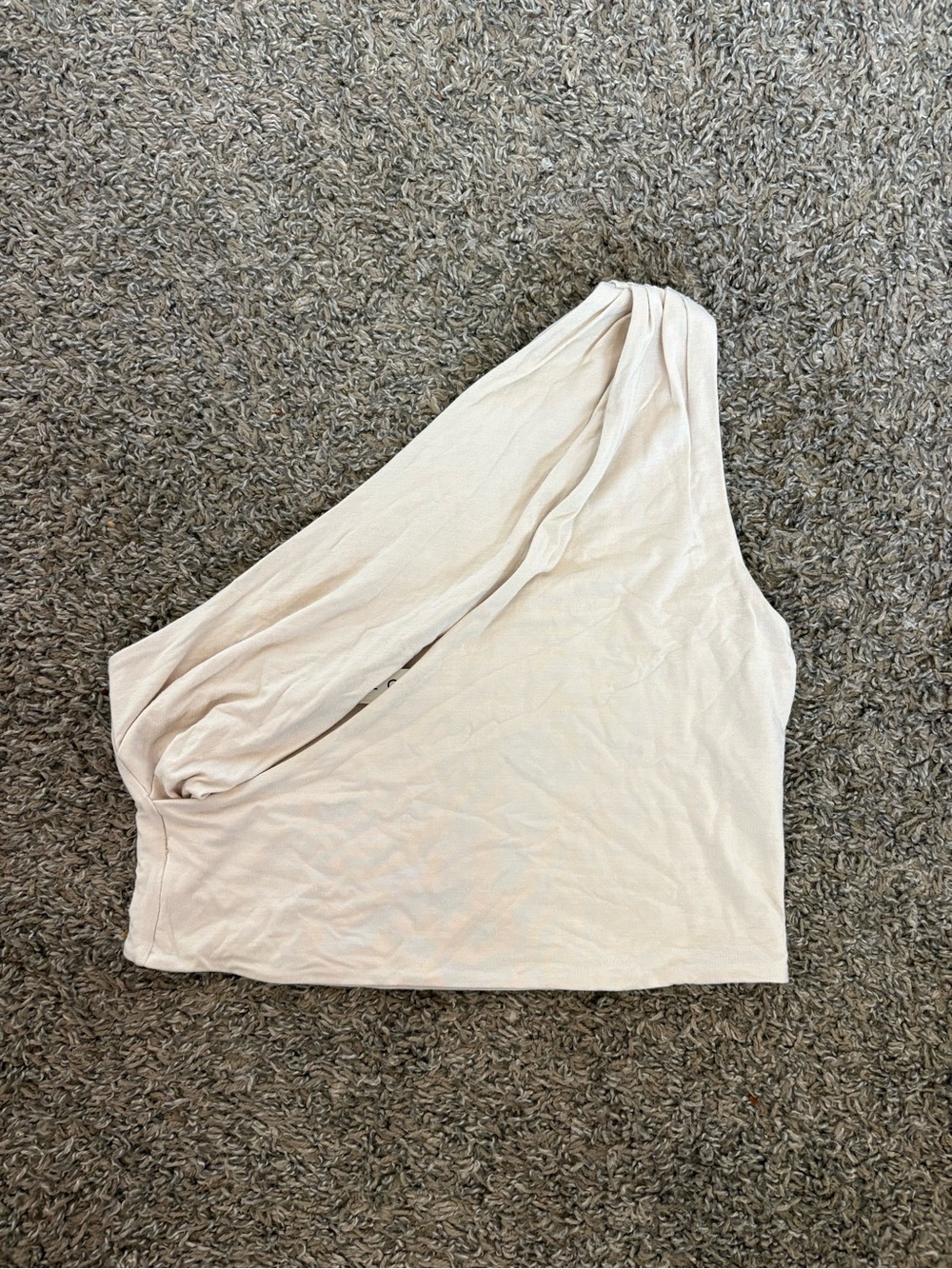RE ONA One-Shoulder Top Women's Size L Beige